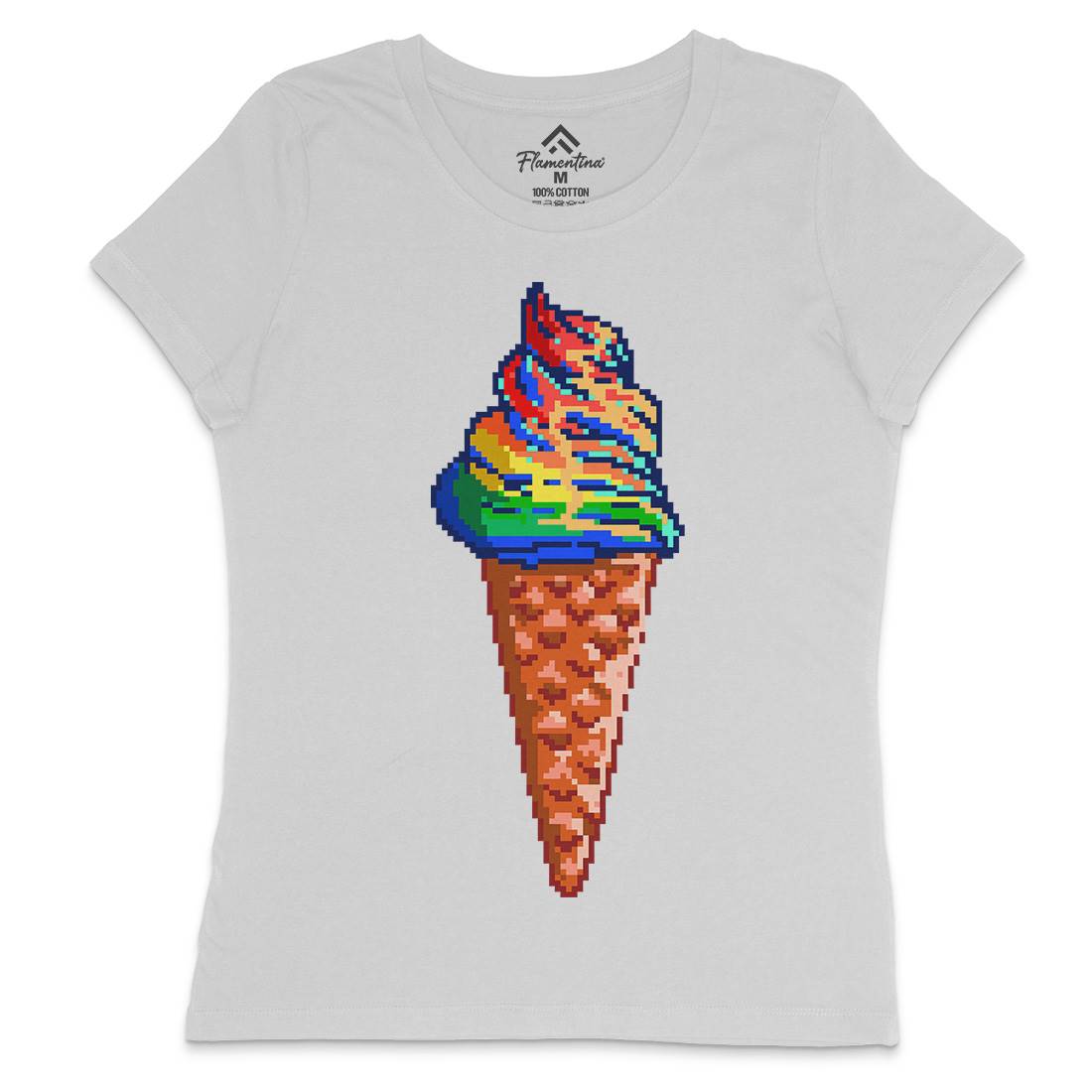 Unicream Unicorn Ice Cream Womens Crew Neck T-Shirt Food B976