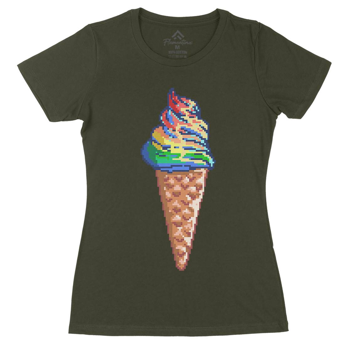 Unicream Unicorn Ice Cream Womens Organic Crew Neck T-Shirt Food B976