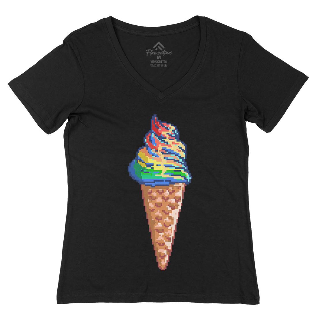 Unicream Unicorn Ice Cream Womens Organic V-Neck T-Shirt Food B976