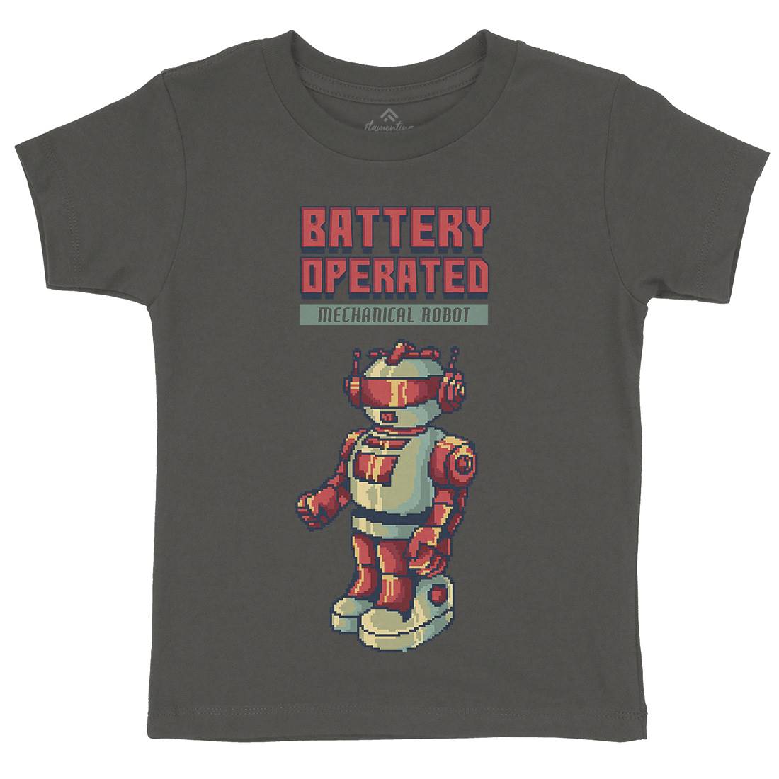 Vintages Robot Kids Organic Crew Neck T-Shirt Retro B977