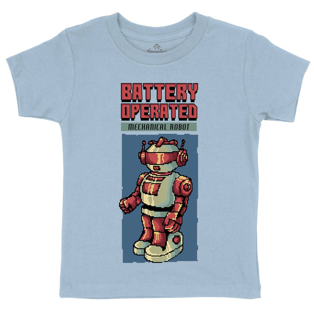 Vintages Robot Kids Crew Neck T-Shirt Retro B977