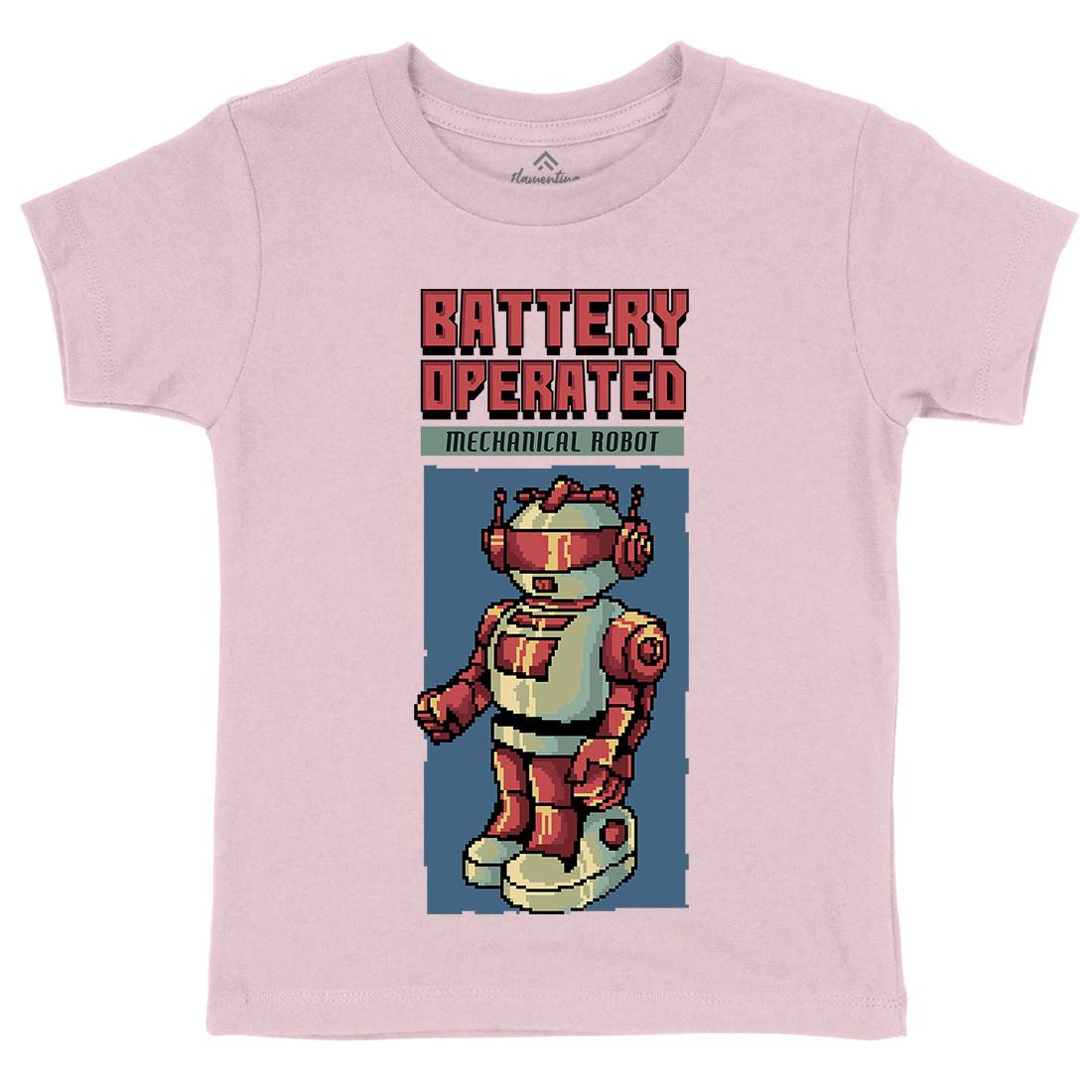 Vintages Robot Kids Organic Crew Neck T-Shirt Retro B977