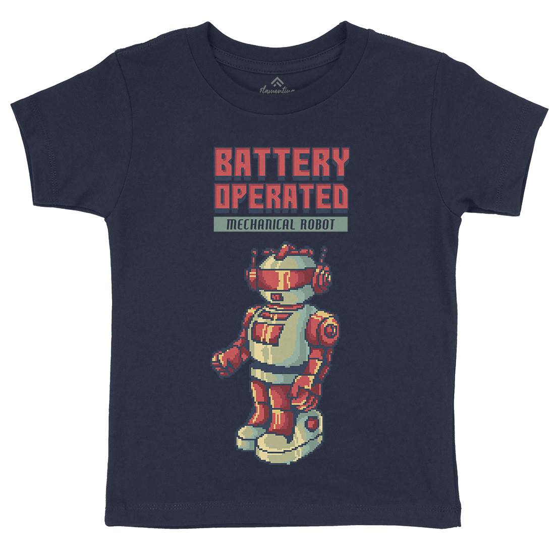 Vintages Robot Kids Crew Neck T-Shirt Retro B977