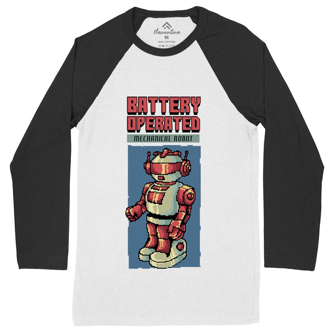 Vintages Robot Mens Long Sleeve Baseball T-Shirt Retro B977