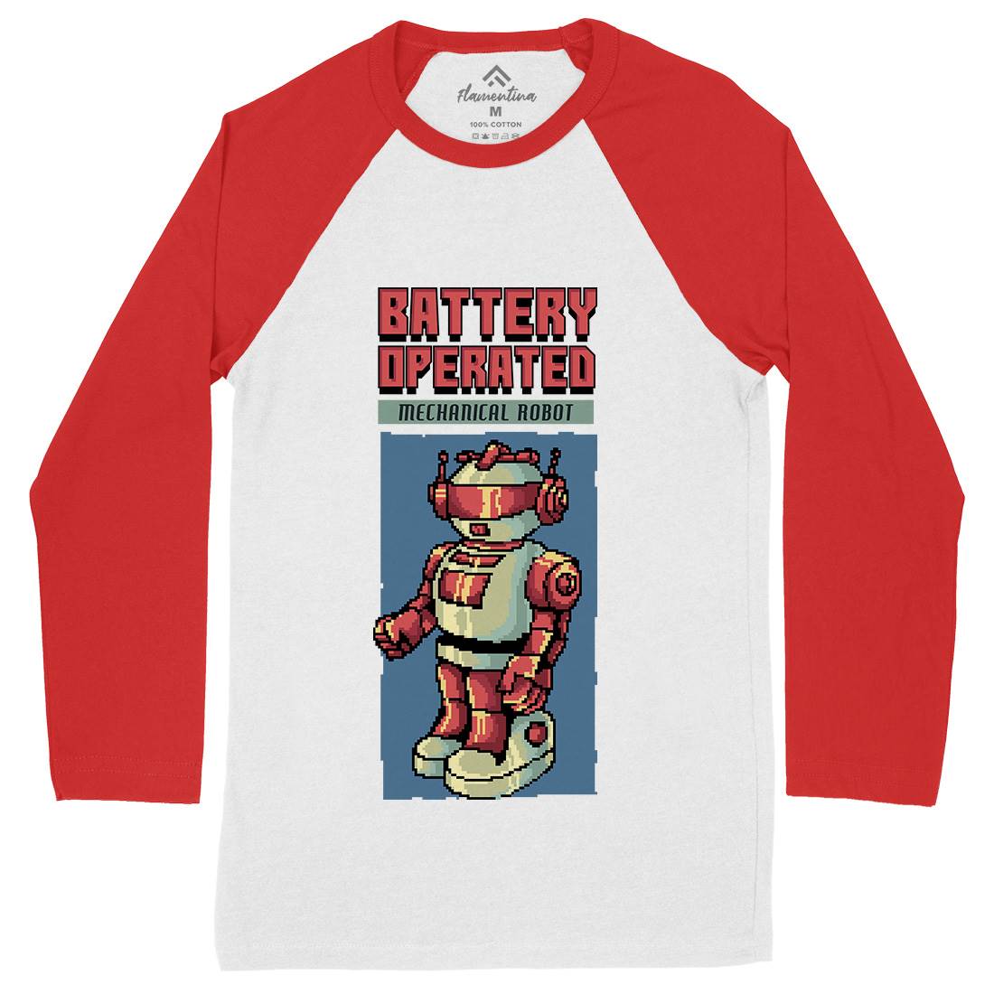 Vintages Robot Mens Long Sleeve Baseball T-Shirt Retro B977