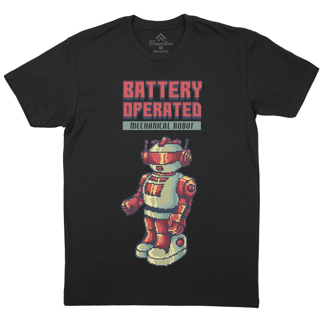 Vintages Robot Mens Organic Crew Neck T-Shirt Retro B977