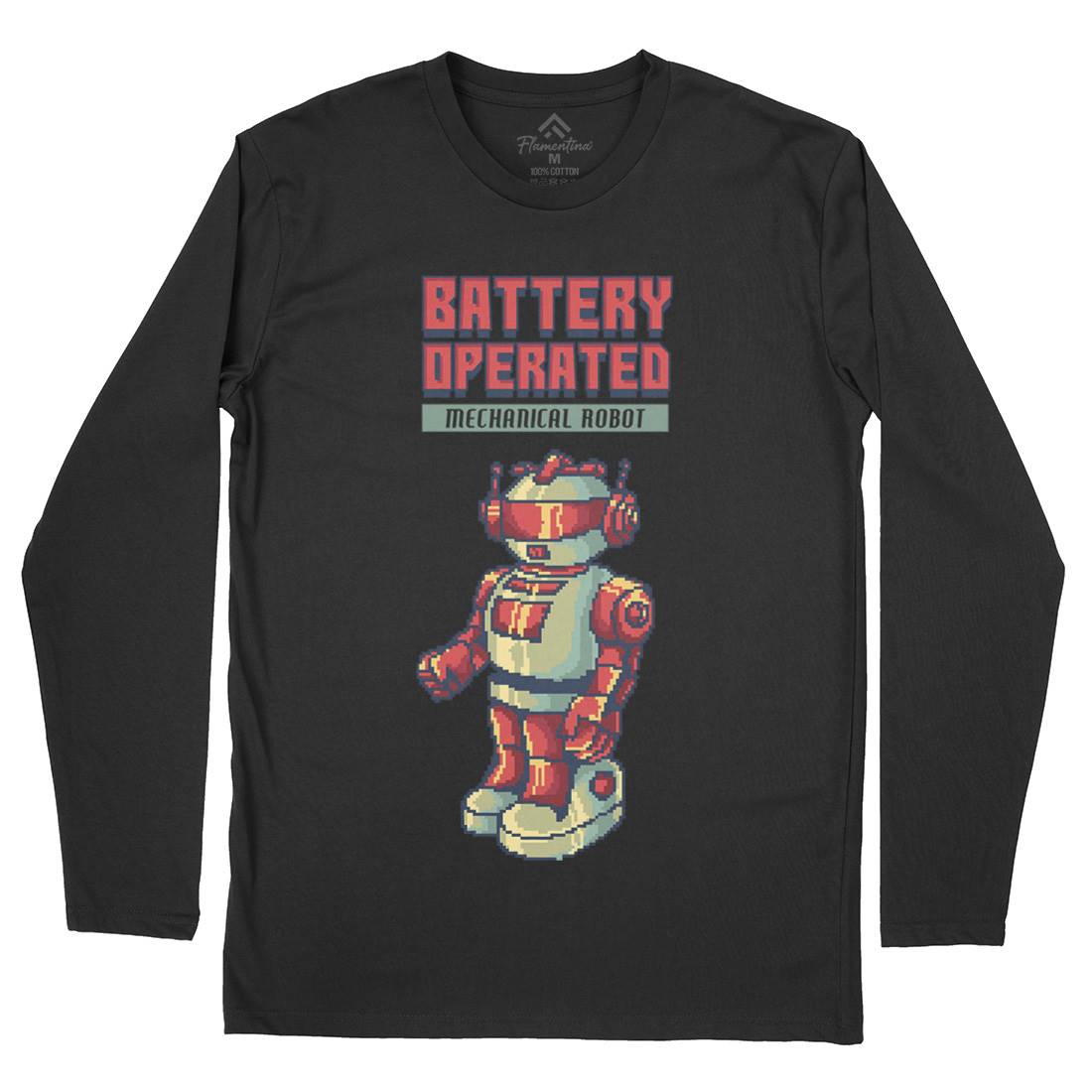 Vintages Robot Mens Long Sleeve T-Shirt Retro B977