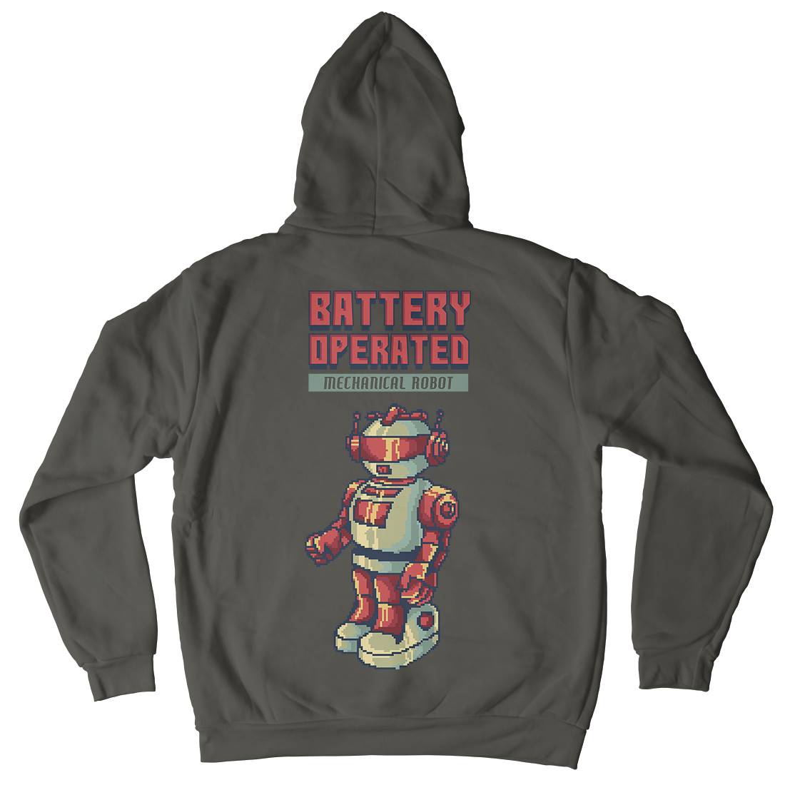 Vintages Robot Mens Hoodie With Pocket Retro B977