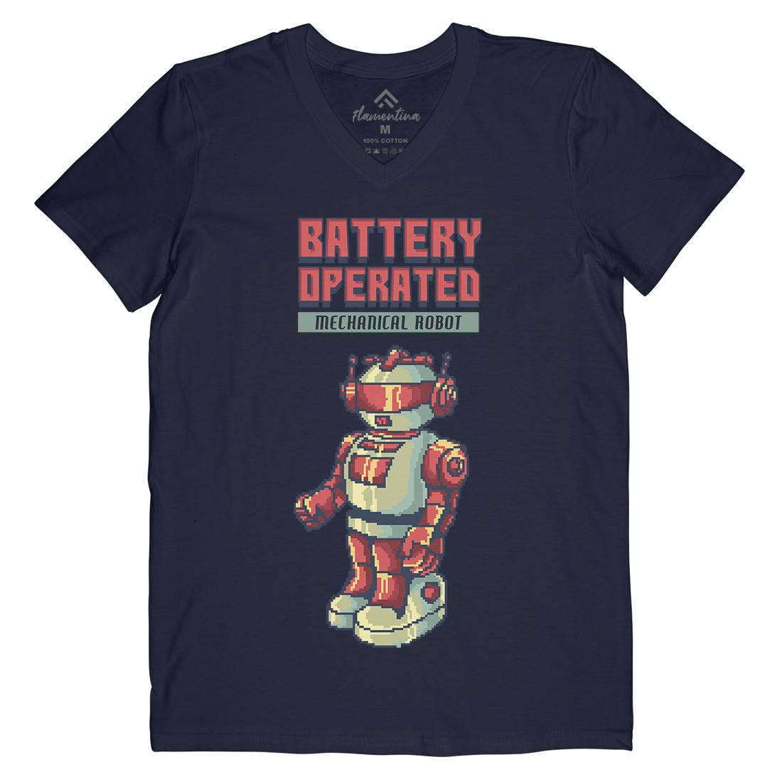 Vintages Robot Mens V-Neck T-Shirt Retro B977