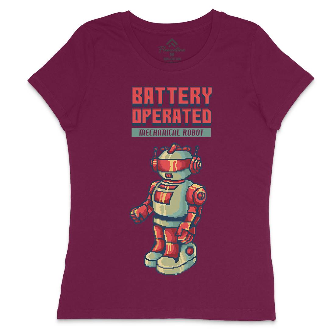 Vintages Robot Womens Crew Neck T-Shirt Retro B977
