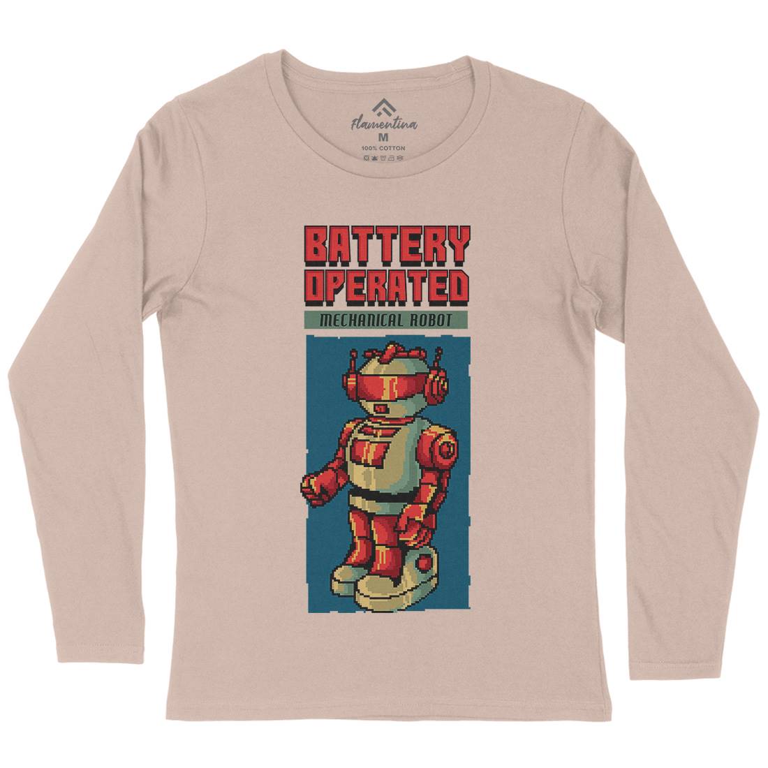 Vintages Robot Womens Long Sleeve T-Shirt Retro B977