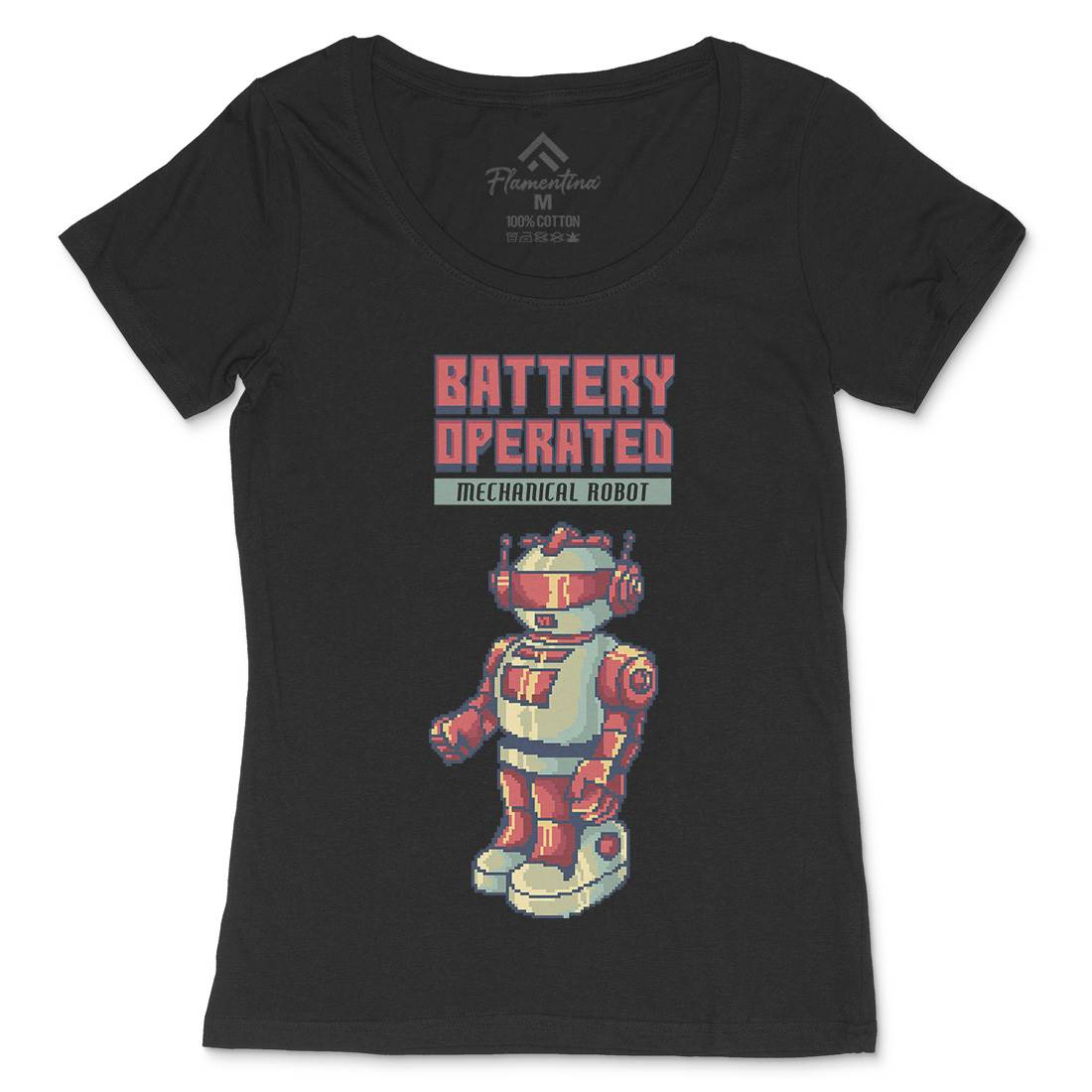 Vintages Robot Womens Scoop Neck T-Shirt Retro B977