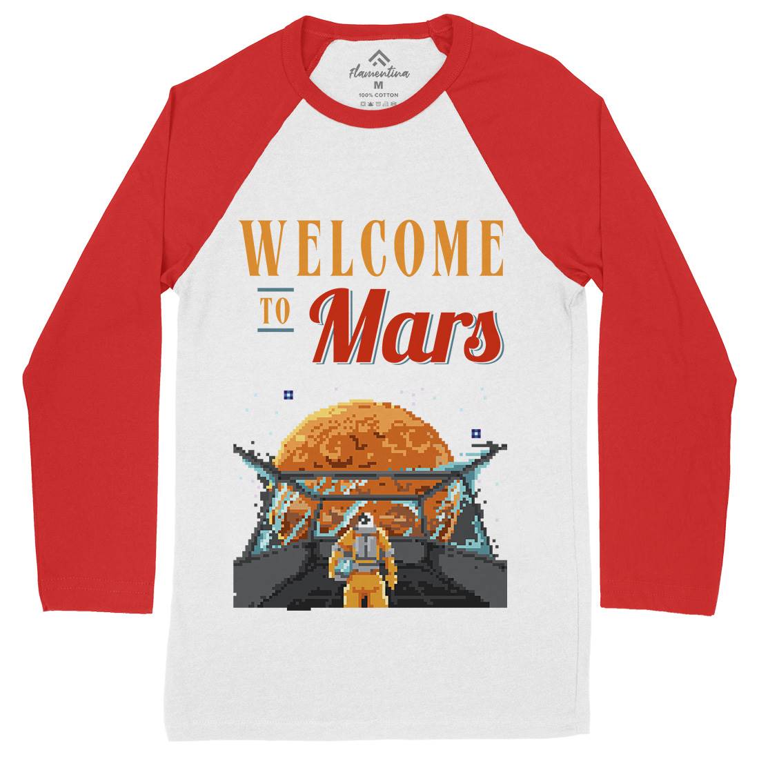 Welcome To Mars Mens Long Sleeve Baseball T-Shirt Space B978