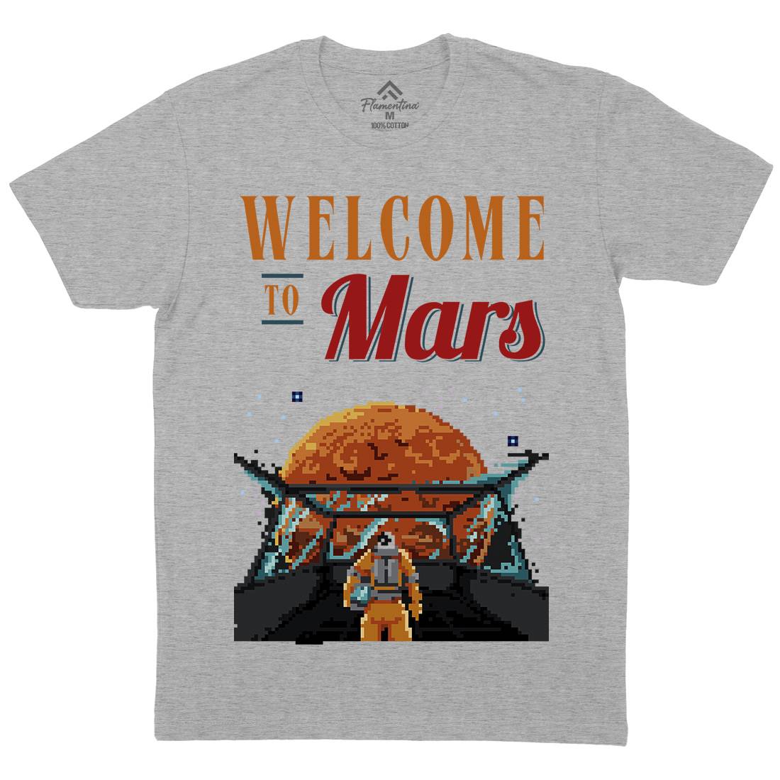Welcome To Mars Mens Organic Crew Neck T-Shirt Space B978
