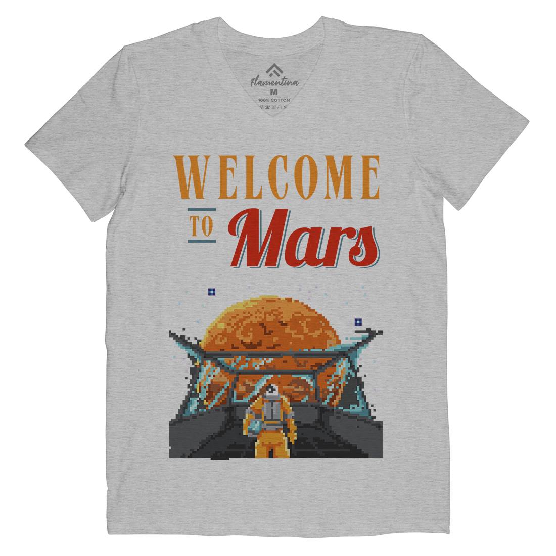 Welcome To Mars Mens Organic V-Neck T-Shirt Space B978