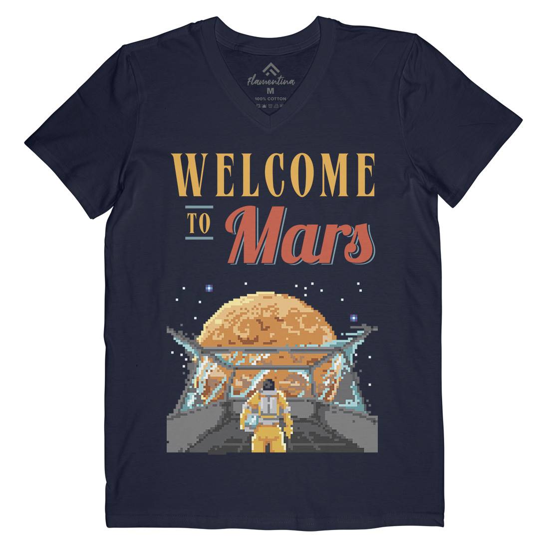 Welcome To Mars Mens Organic V-Neck T-Shirt Space B978