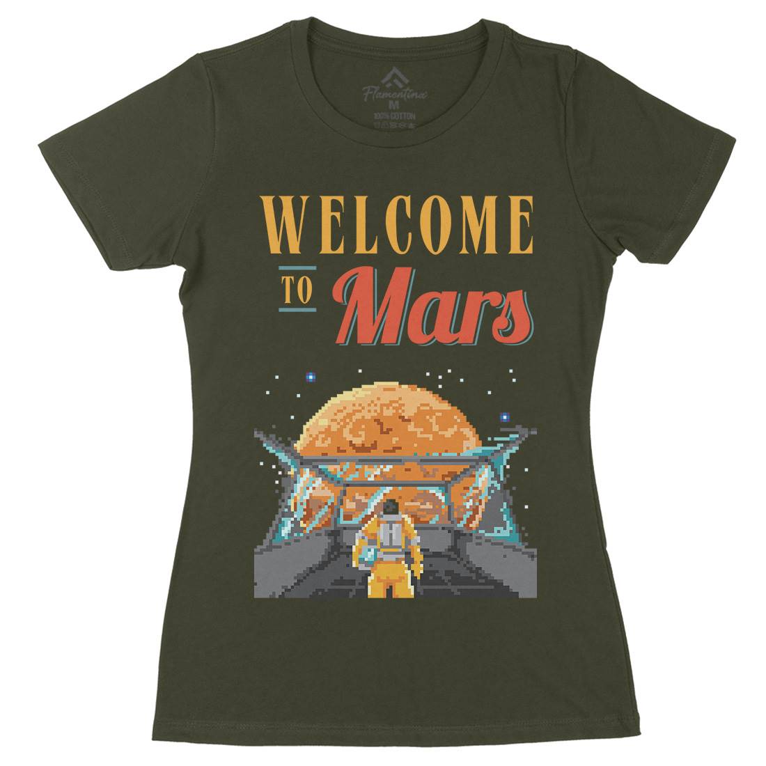 Welcome To Mars Womens Organic Crew Neck T-Shirt Space B978