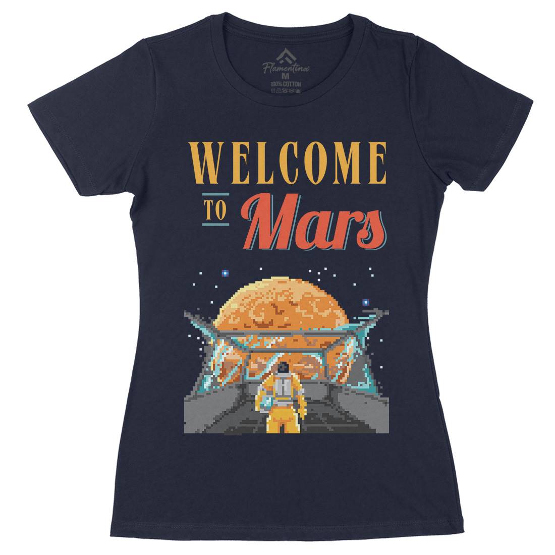 Welcome To Mars Womens Organic Crew Neck T-Shirt Space B978