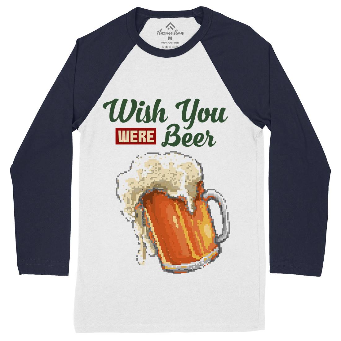 Wish Beer Mens Long Sleeve Baseball T-Shirt Drinks B980