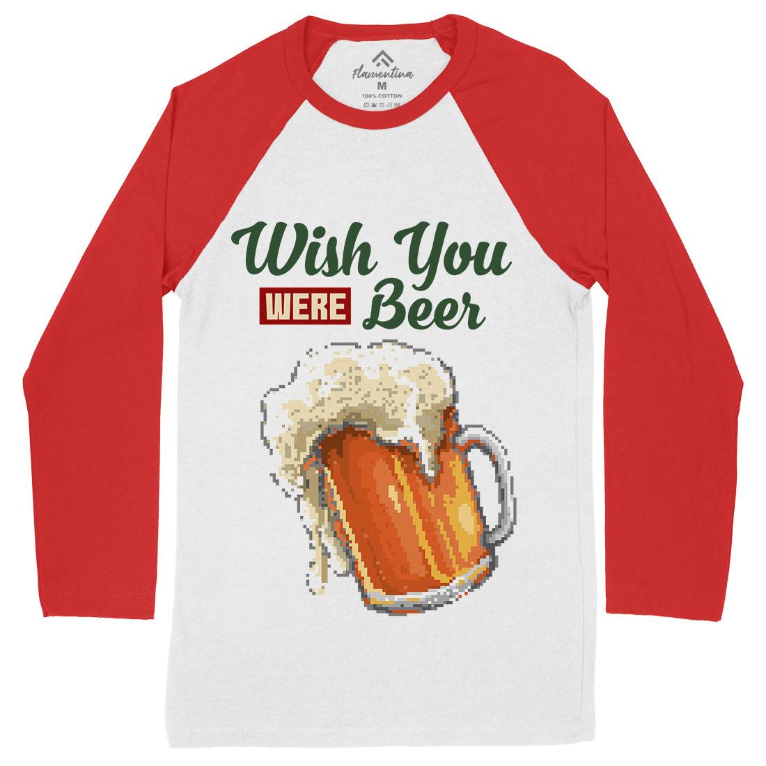 Wish Beer Mens Long Sleeve Baseball T-Shirt Drinks B980