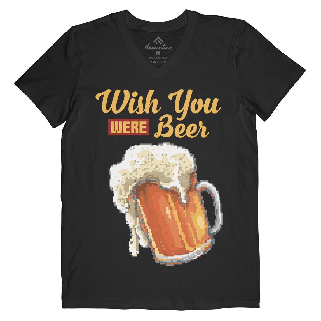 Wish Beer Mens V-Neck T-Shirt Drinks B980