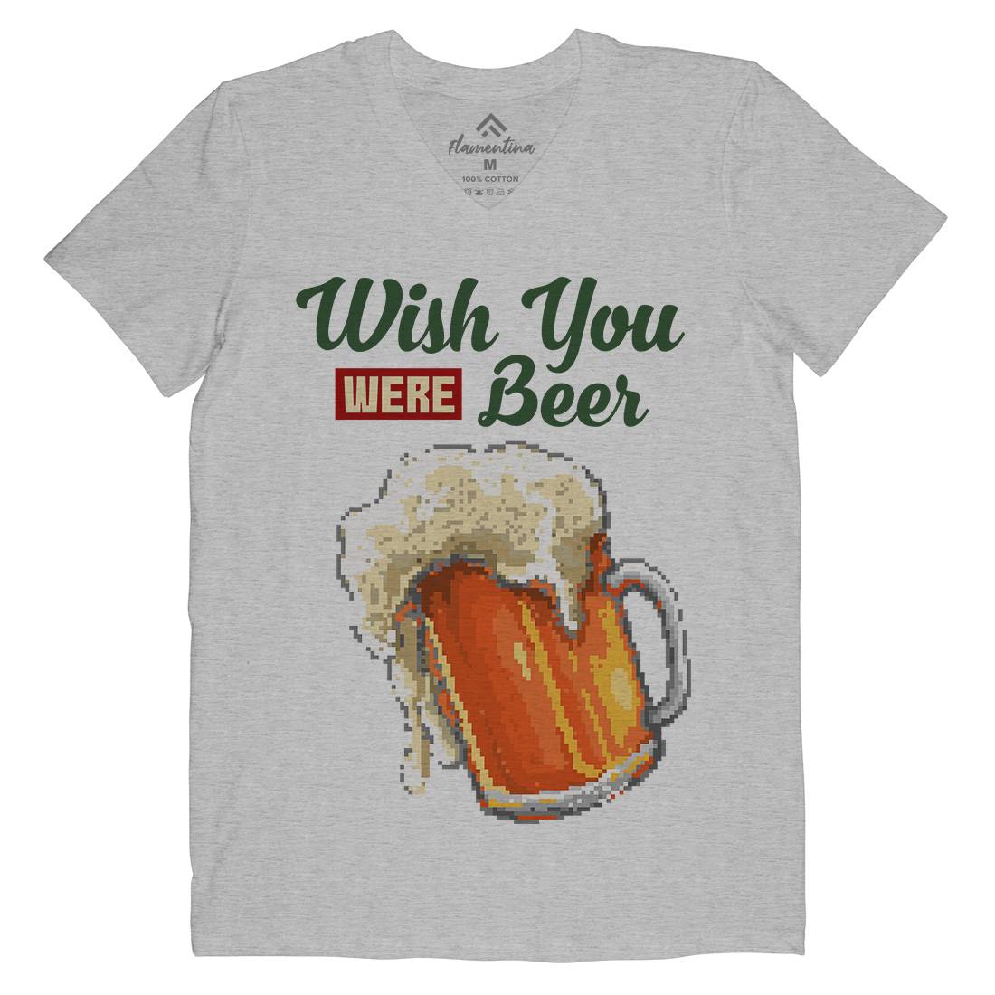 Wish Beer Mens Organic V-Neck T-Shirt Drinks B980