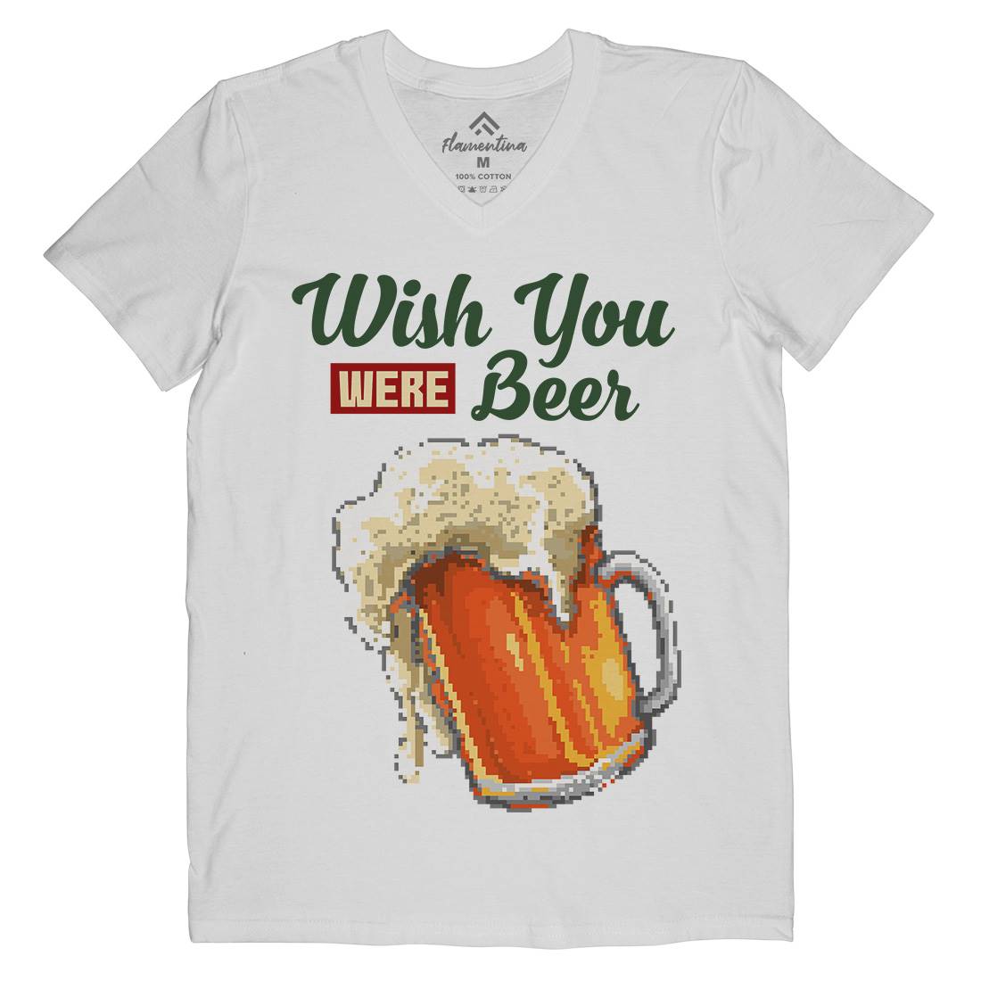 Wish Beer Mens Organic V-Neck T-Shirt Drinks B980