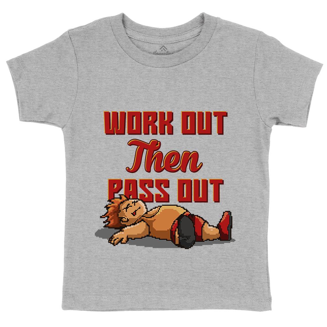 Work Out Then Pass Out Kids Organic Crew Neck T-Shirt Geek B981