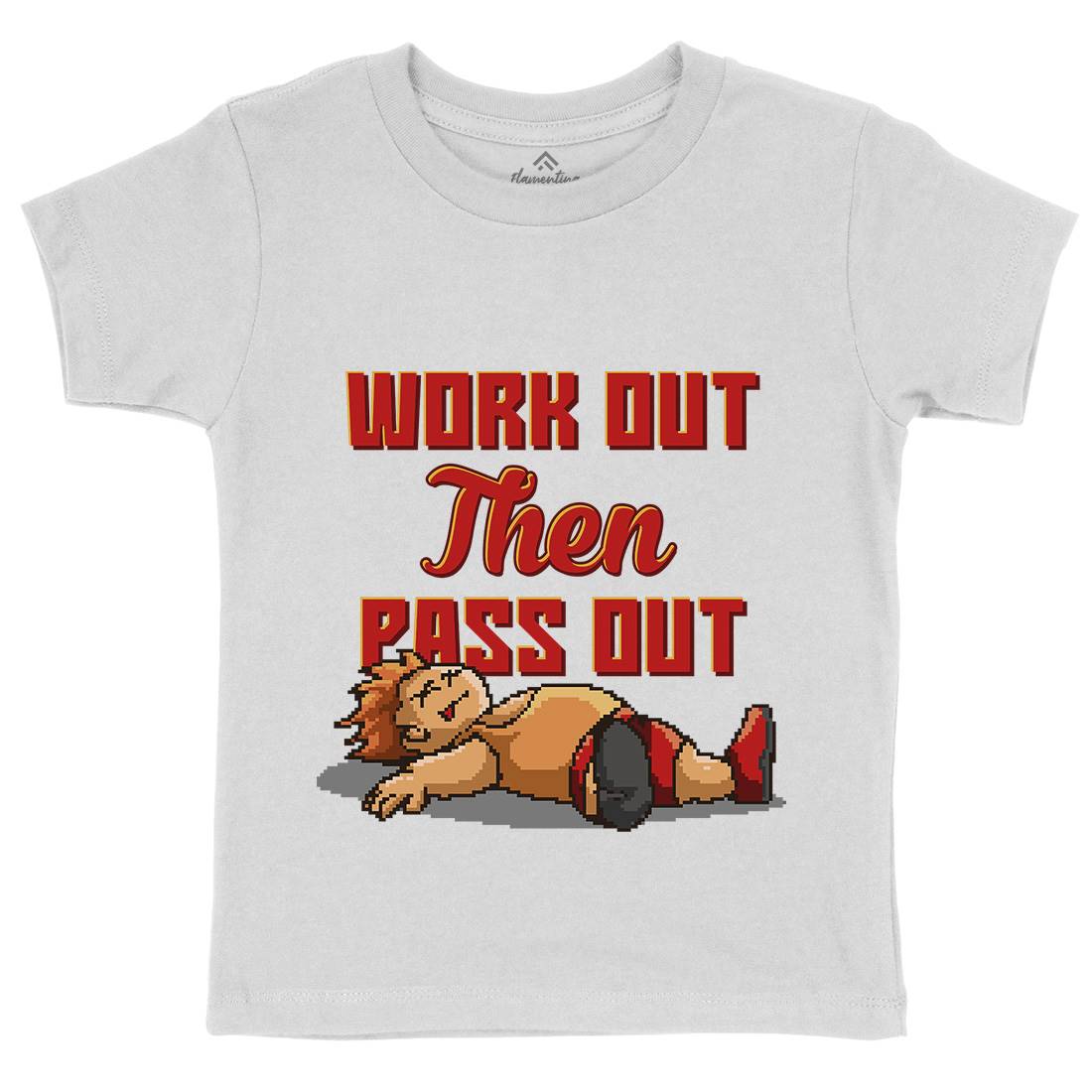 Work Out Then Pass Out Kids Organic Crew Neck T-Shirt Geek B981