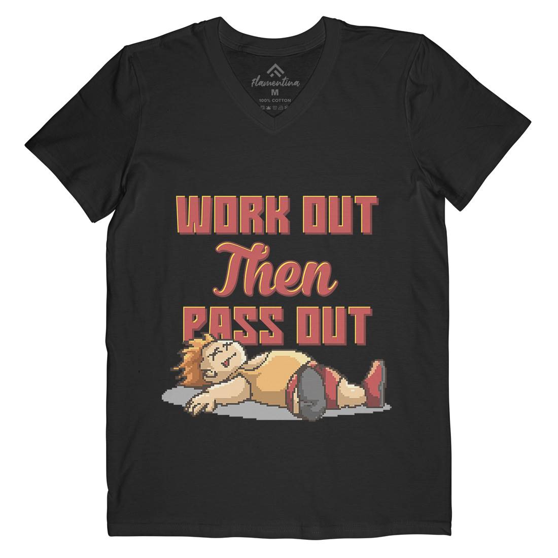 Work Out Then Pass Out Mens Organic V-Neck T-Shirt Geek B981