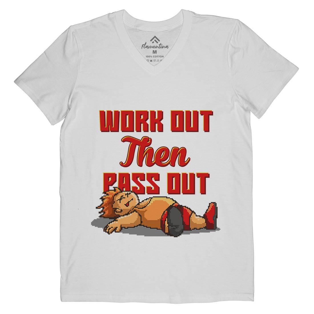 Work Out Then Pass Out Mens Organic V-Neck T-Shirt Geek B981