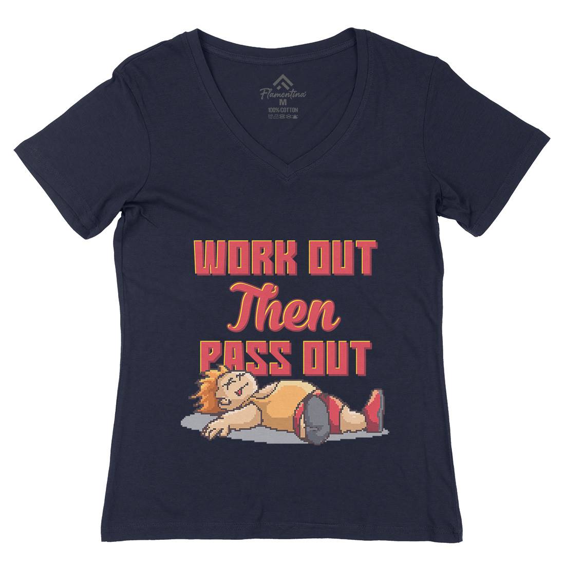 Work Out Then Pass Out Womens Organic V-Neck T-Shirt Geek B981