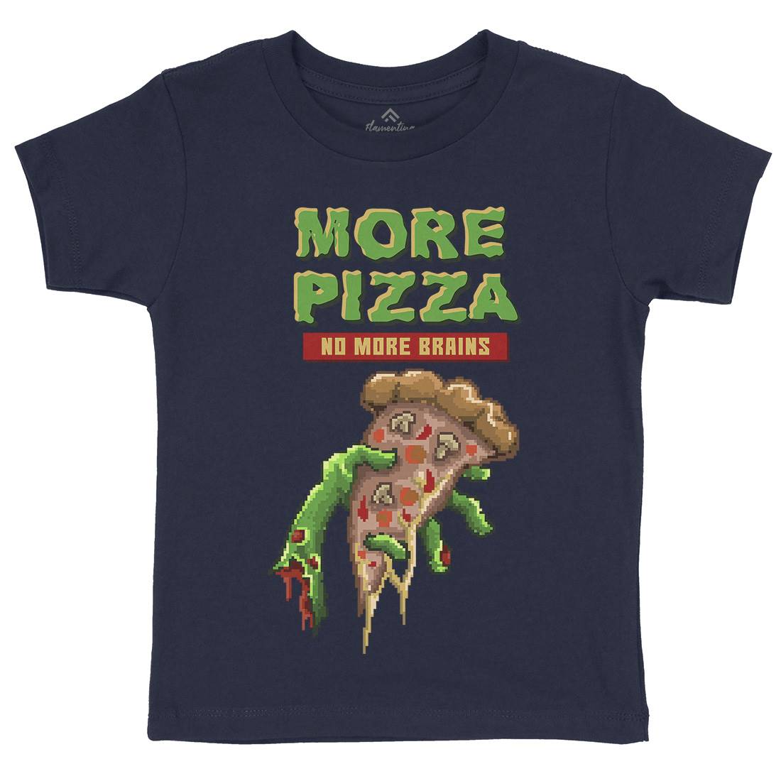 Zombie Pizza Kids Organic Crew Neck T-Shirt Food B982