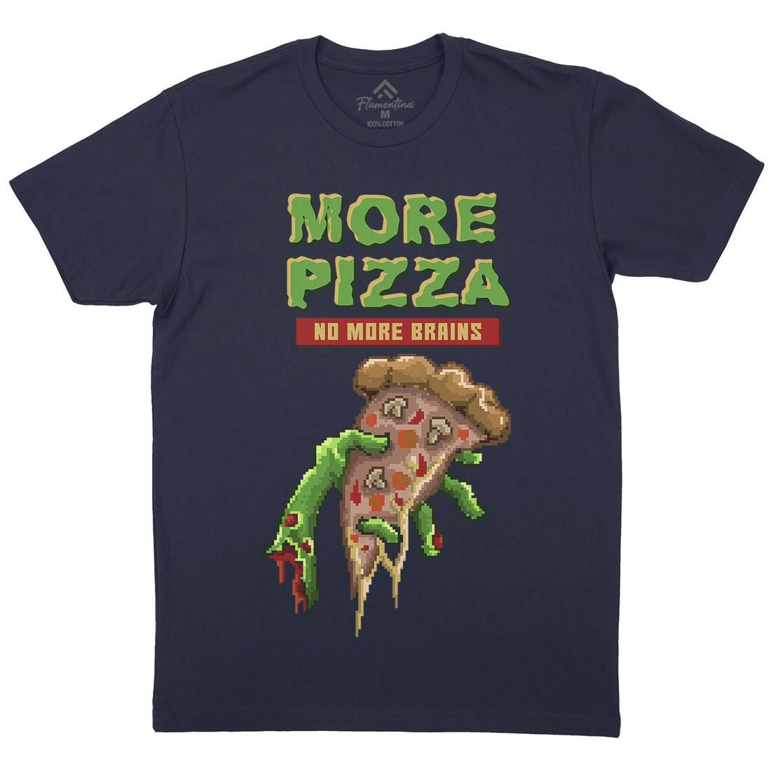 Zombie Pizza Mens Crew Neck T-Shirt Food B982