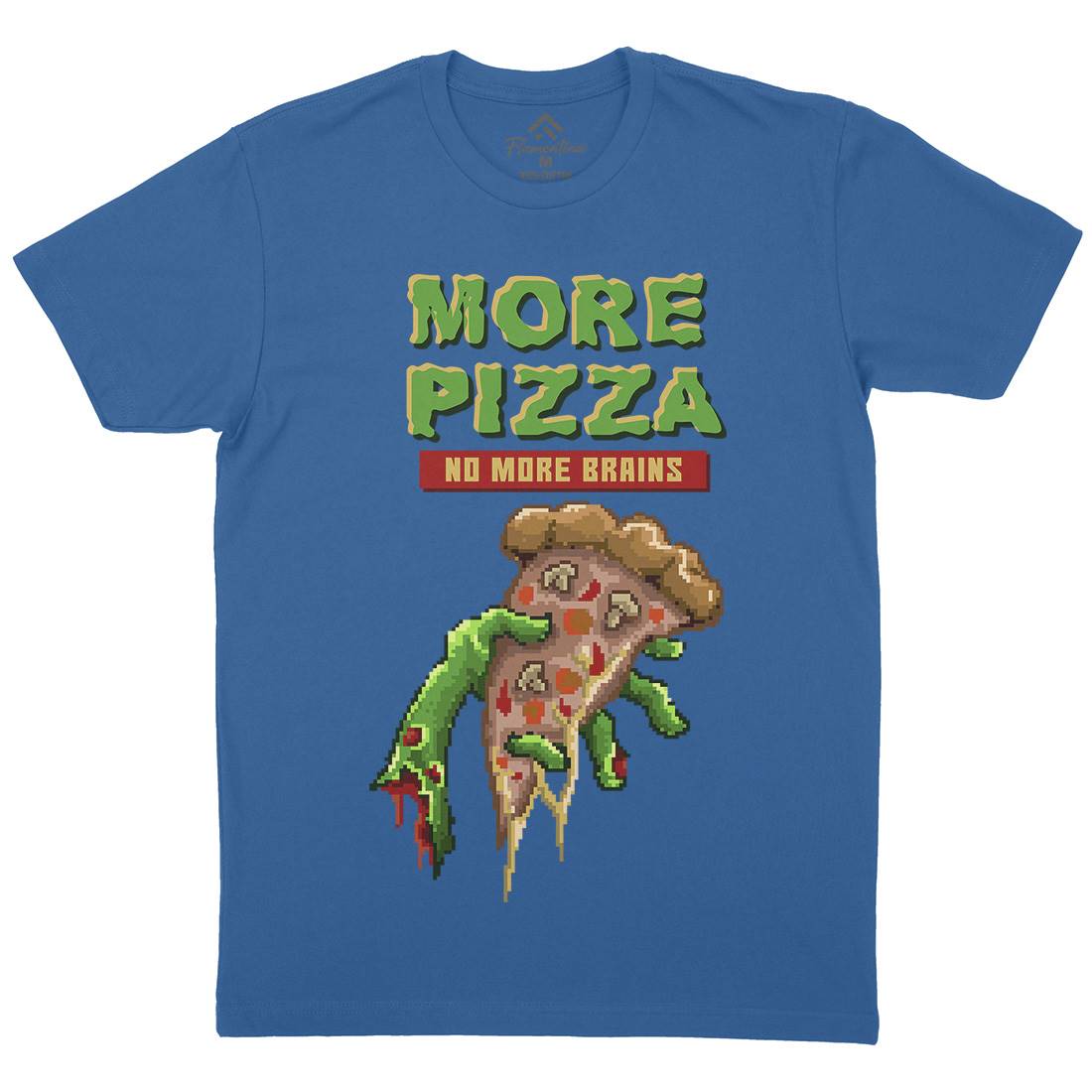 Zombie Pizza Mens Organic Crew Neck T-Shirt Food B982