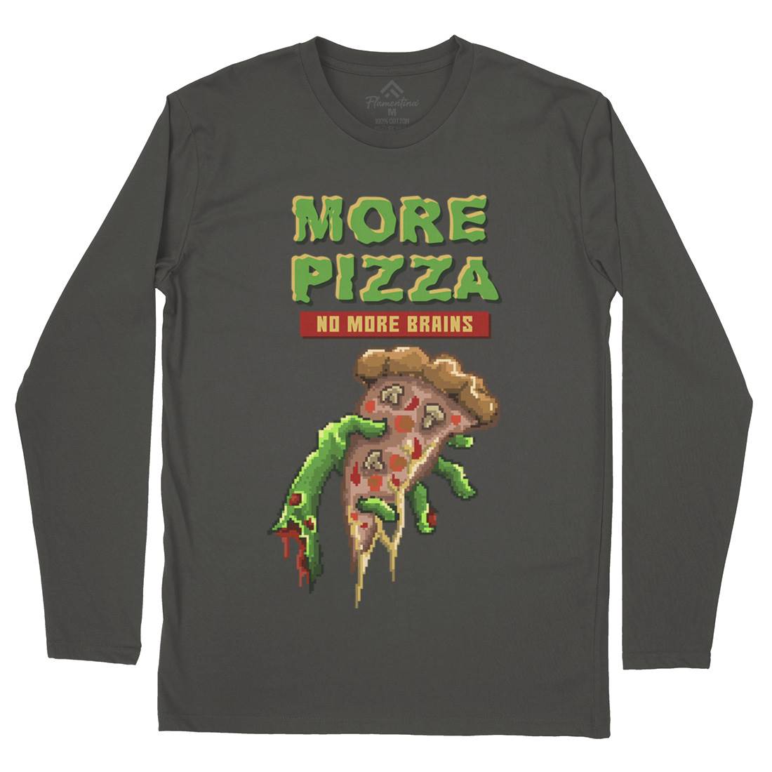 Zombie Pizza Mens Long Sleeve T-Shirt Food B982