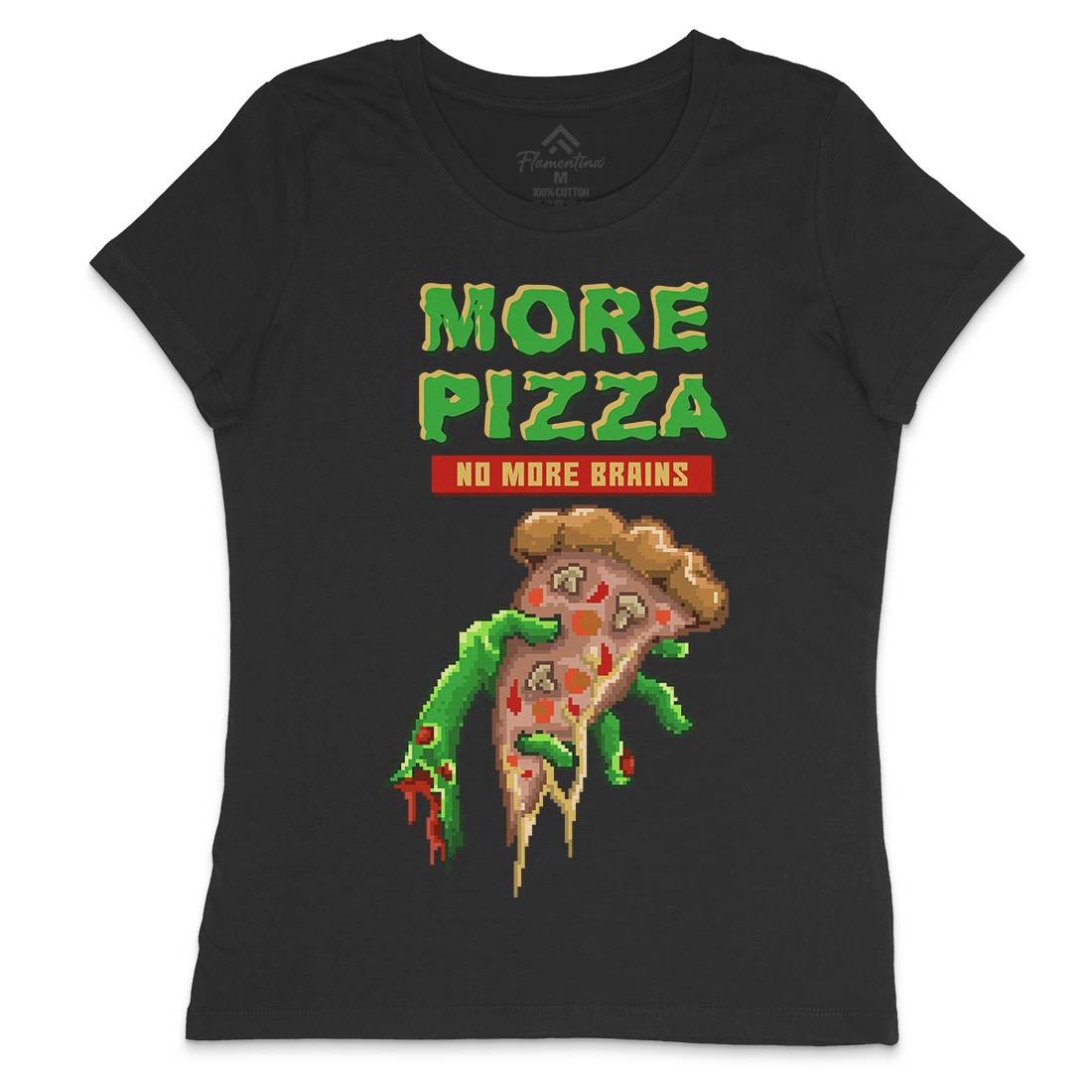 Zombie Pizza Womens Crew Neck T-Shirt Food B982
