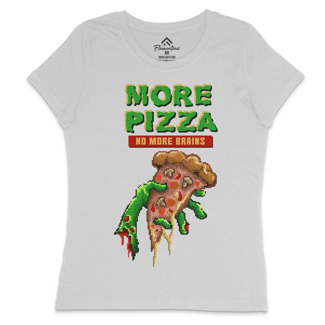 Zombie Pizza Womens Crew Neck T-Shirt Food B982