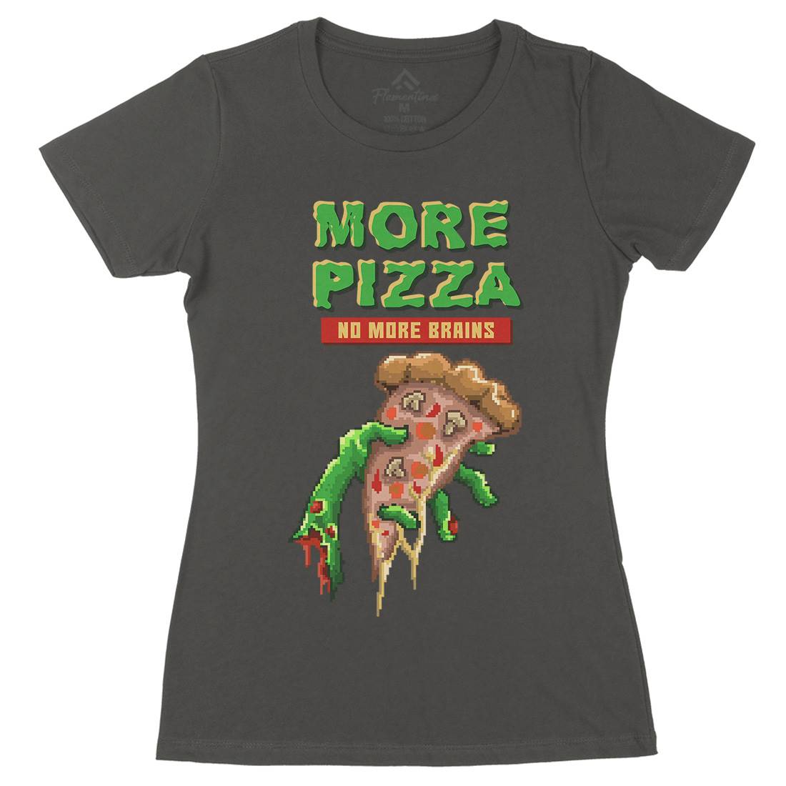 Zombie Pizza Womens Organic Crew Neck T-Shirt Food B982