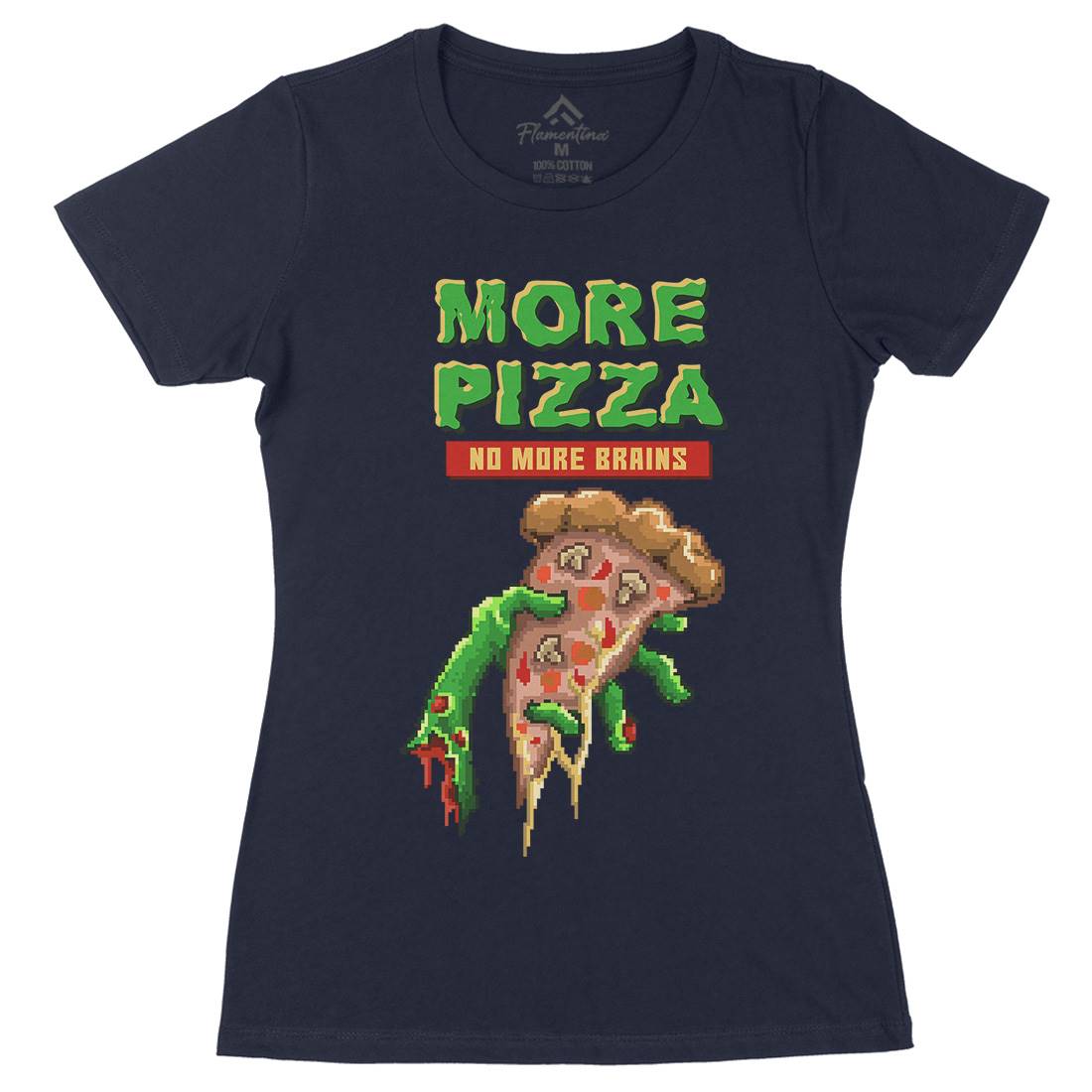 Zombie Pizza Womens Organic Crew Neck T-Shirt Food B982