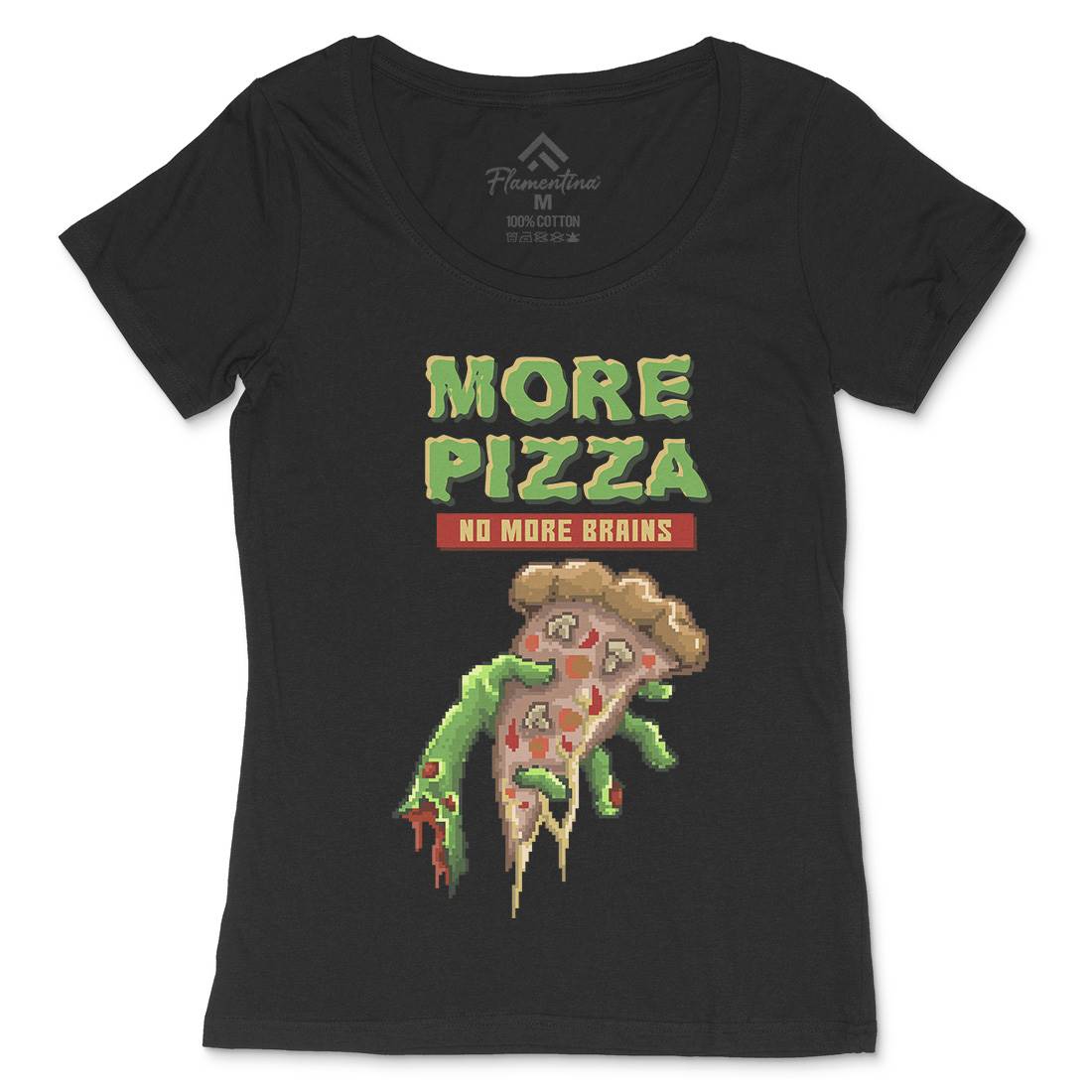 Zombie Pizza Womens Scoop Neck T-Shirt Food B982