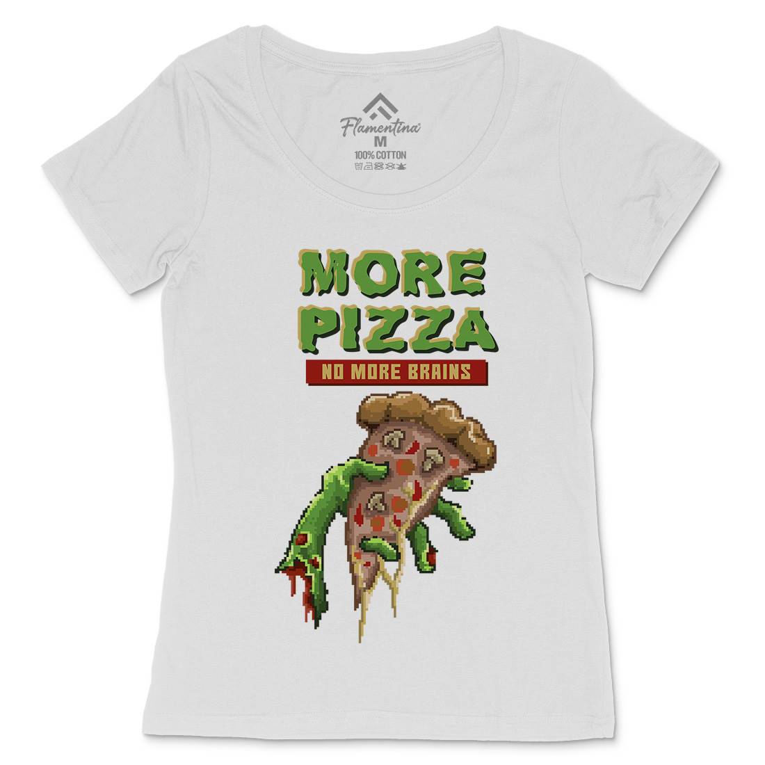 Zombie Pizza Womens Scoop Neck T-Shirt Food B982