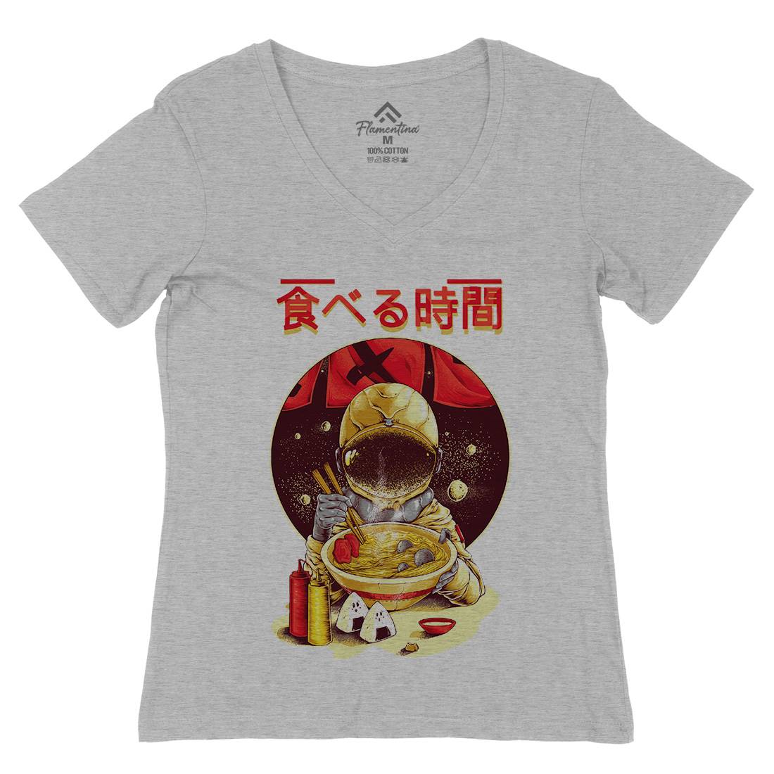 Astronaut Food Womens Organic V-Neck T-Shirt Space B985