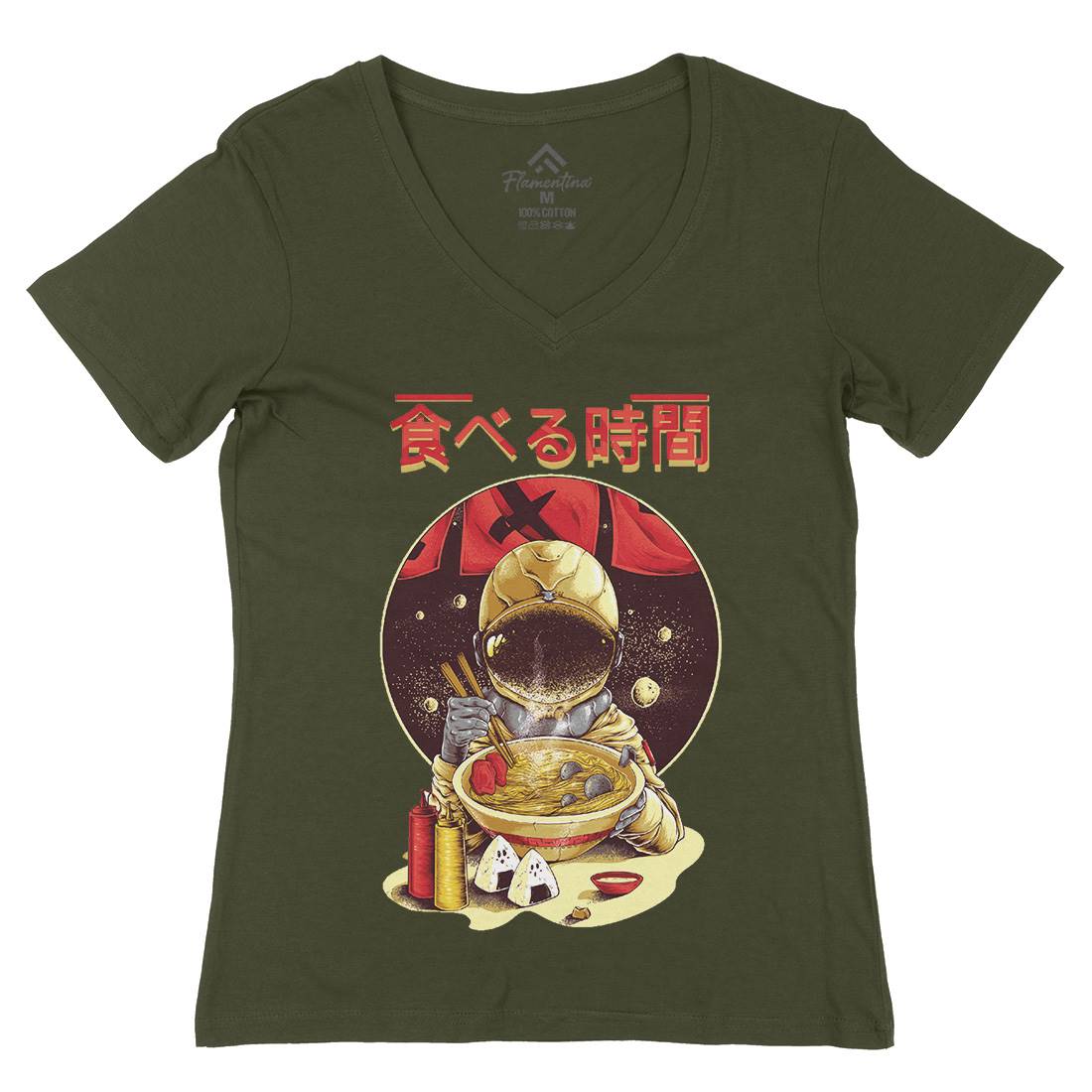 Astronaut Food Womens Organic V-Neck T-Shirt Space B985