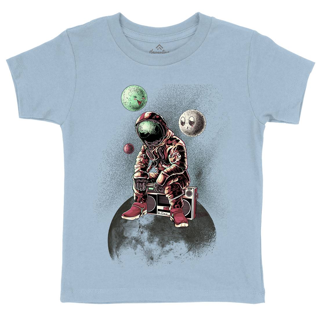 Astronaut Moon Kids Organic Crew Neck T-Shirt Space B986