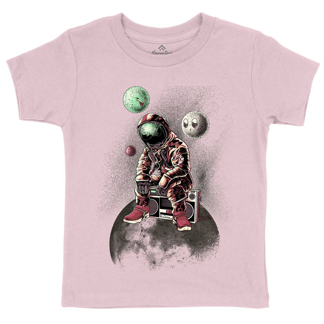 Astronaut Moon Kids Organic Crew Neck T-Shirt Space B986