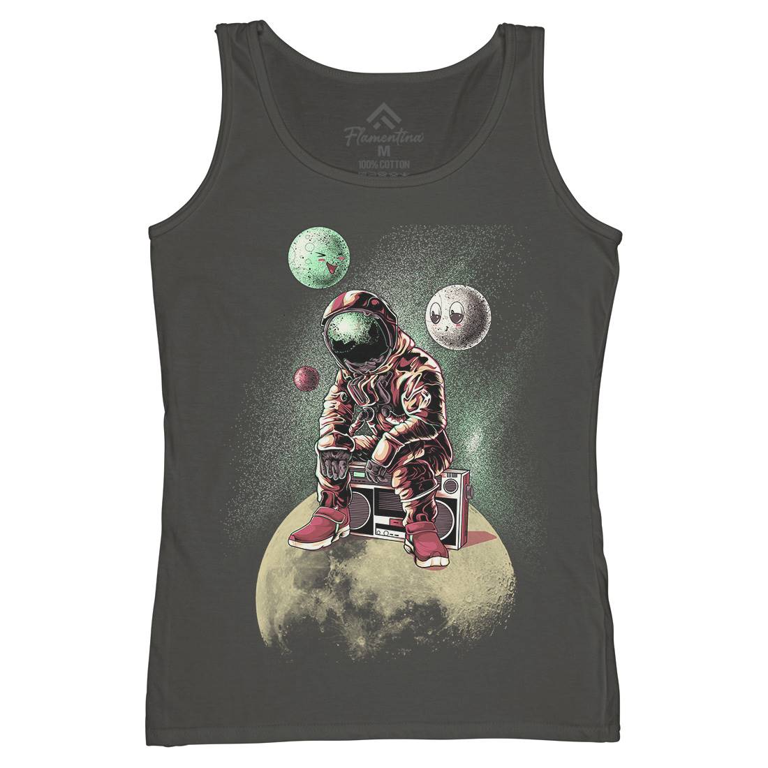 Astronaut Moon Womens Organic Tank Top Vest Space B986