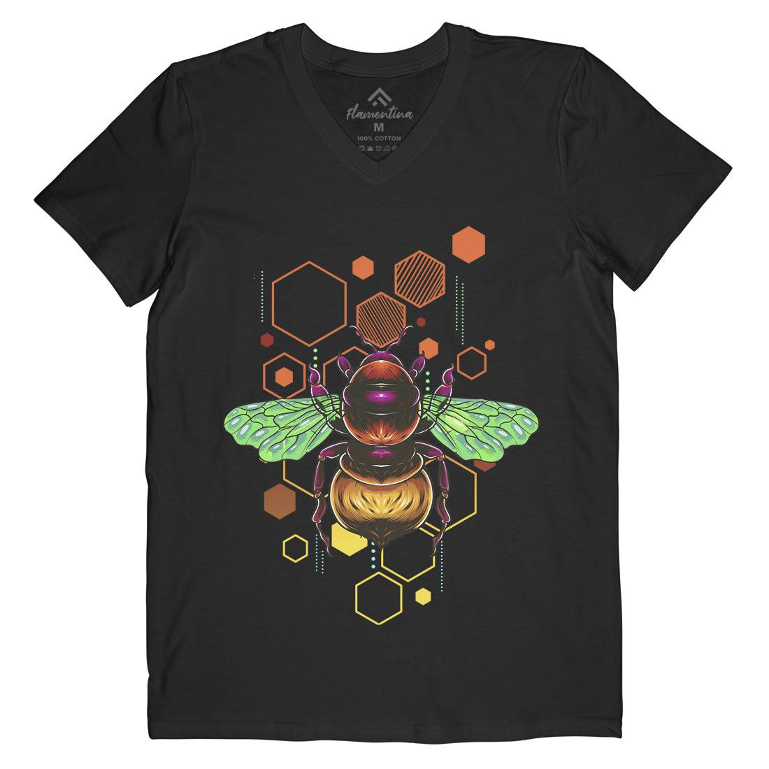 Honey Bee Mens Organic V-Neck T-Shirt Nature B987