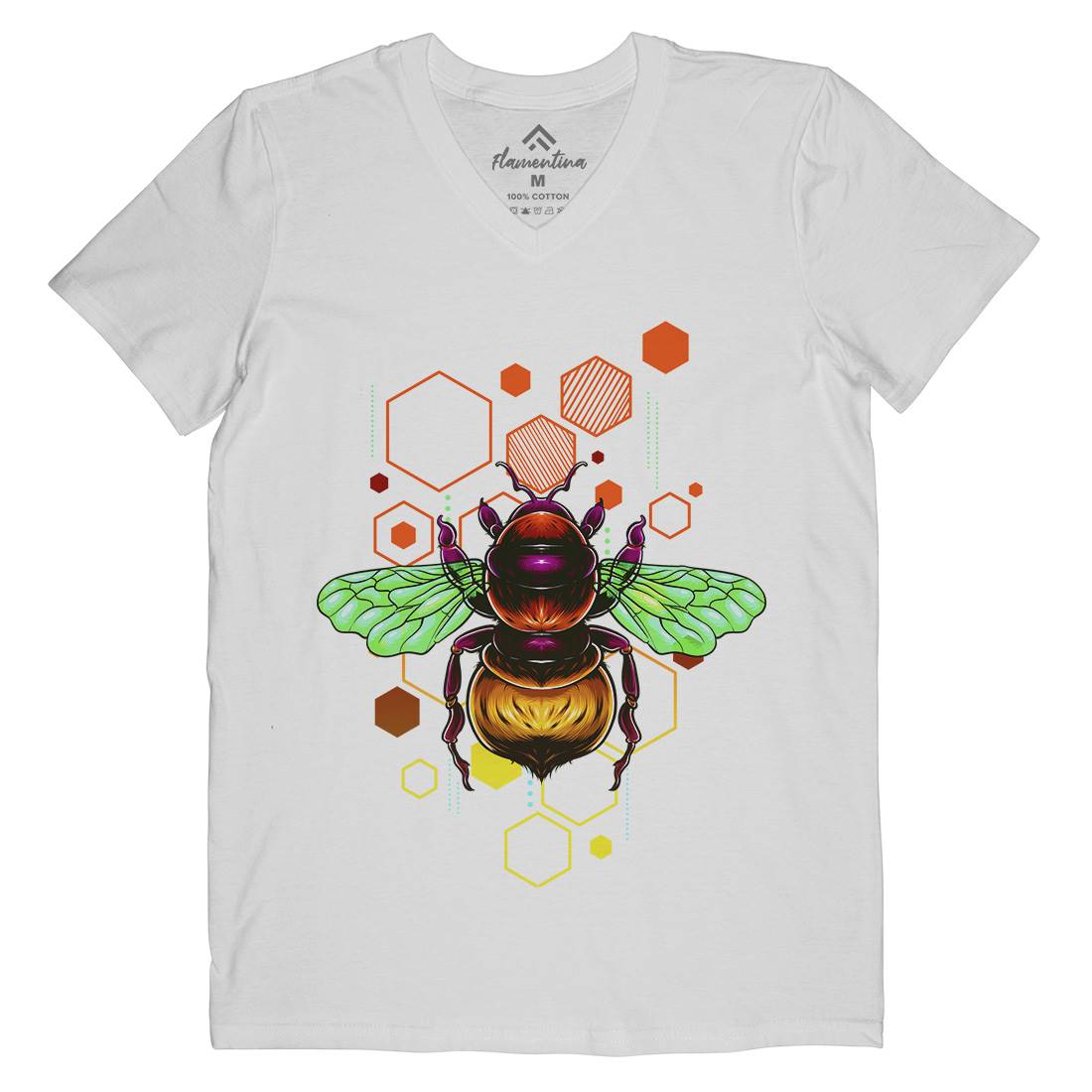 Honey Bee Mens Organic V-Neck T-Shirt Nature B987