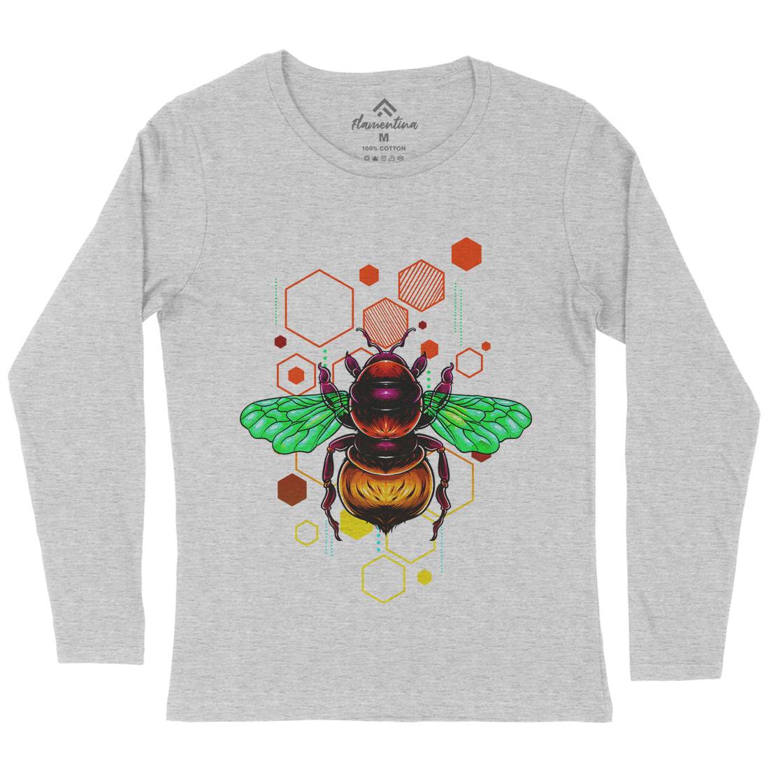 Honey Bee Womens Long Sleeve T-Shirt Nature B987